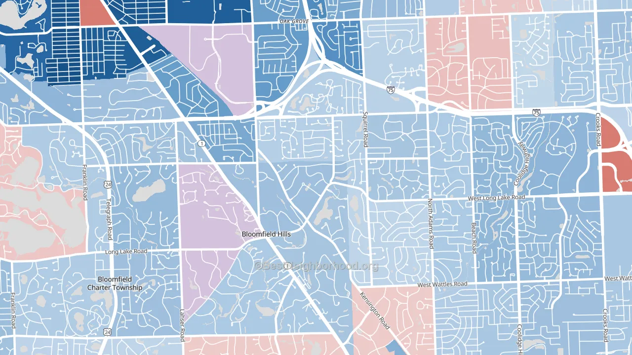48304, MI block-group political-lean map