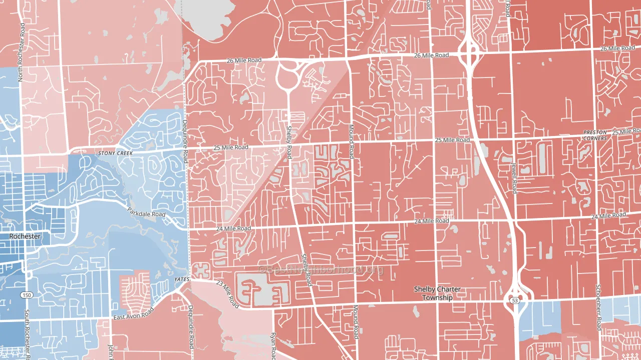 48316, MI block-group political-lean map