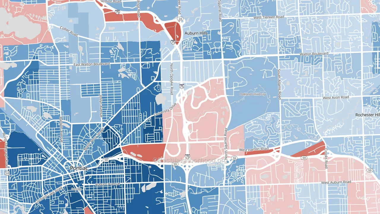 48326, MI block-group political-lean map