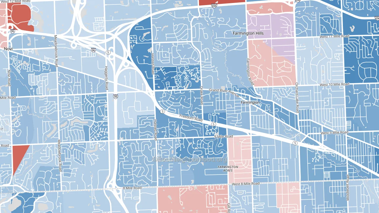 48335, MI block-group political-lean map