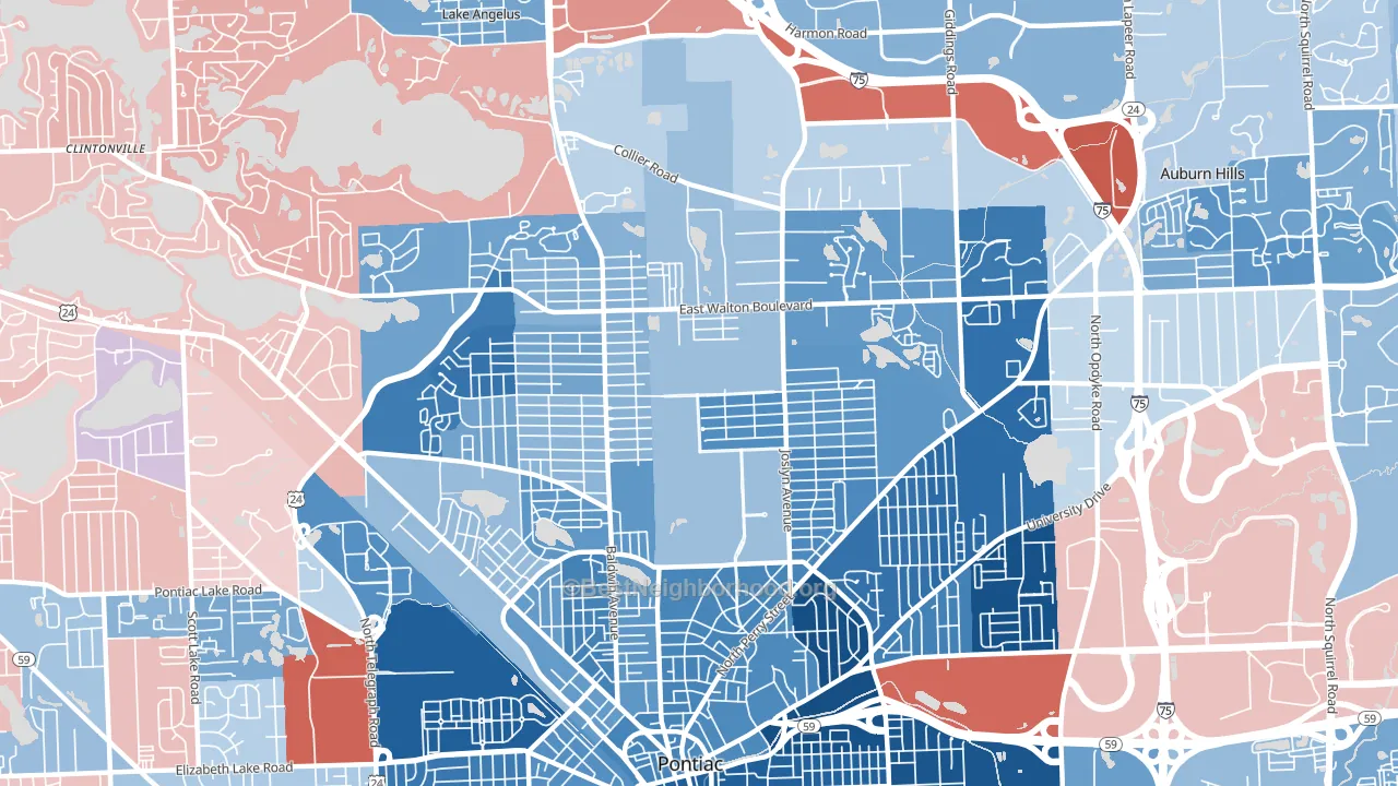 48340, MI block-group political-lean map