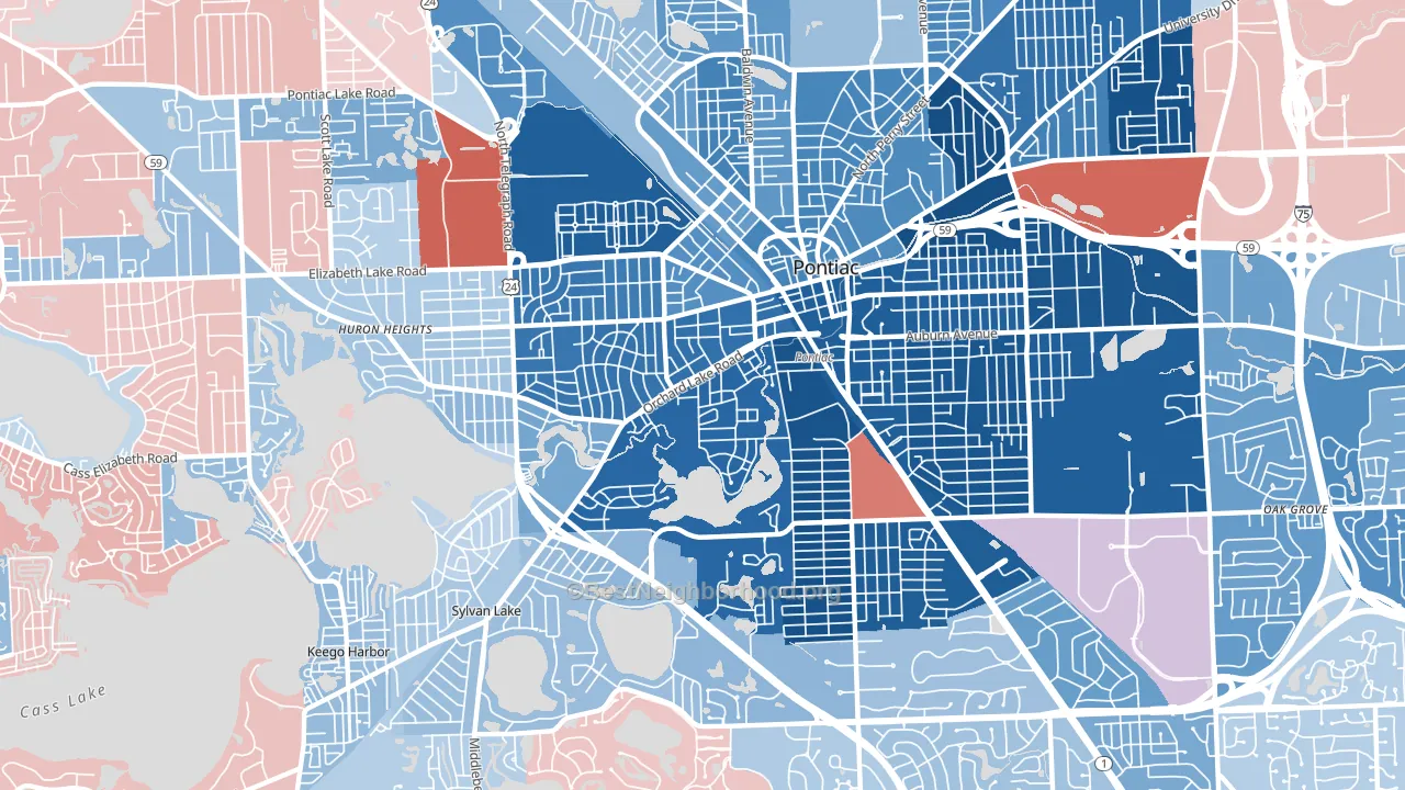 48341, MI block-group political-lean map
