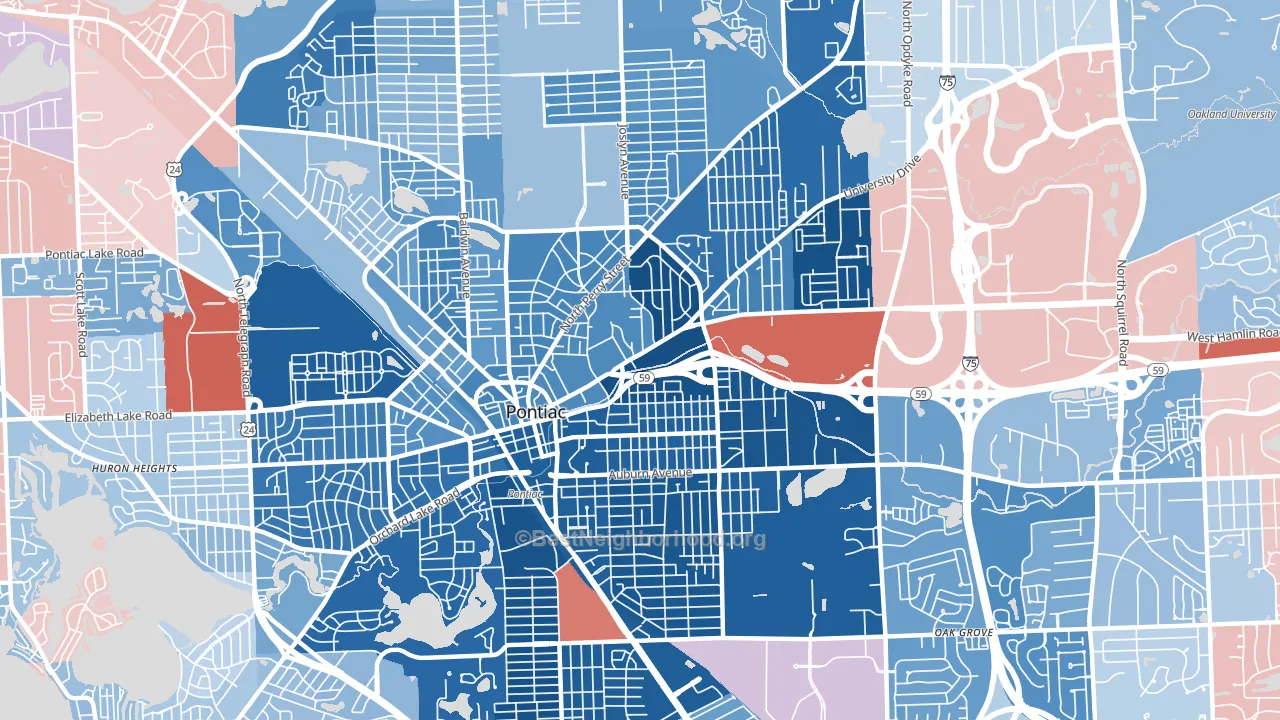 48342, MI block-group political-lean map