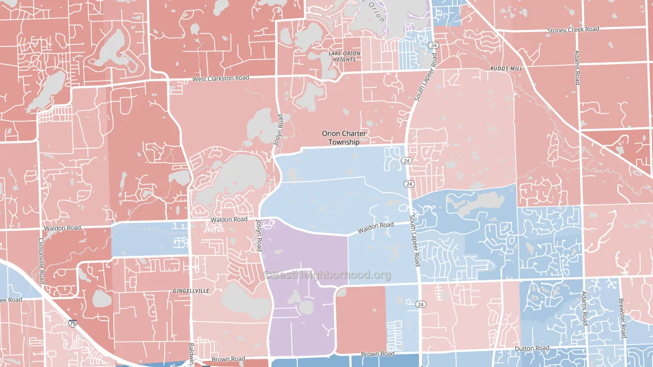 48360, MI block-group political-lean map
