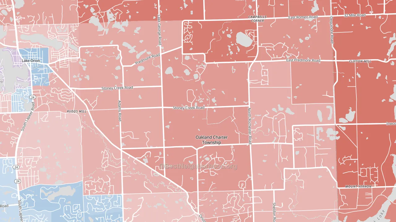 48363, MI block-group political-lean map
