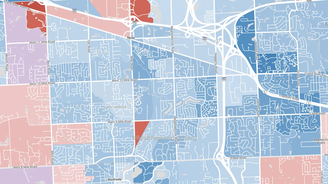 48375, MI block-group political-lean map