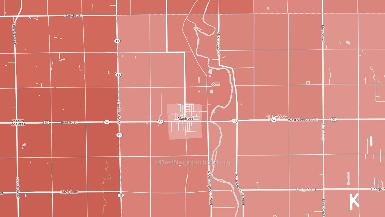 48457, MI block-group political-lean map