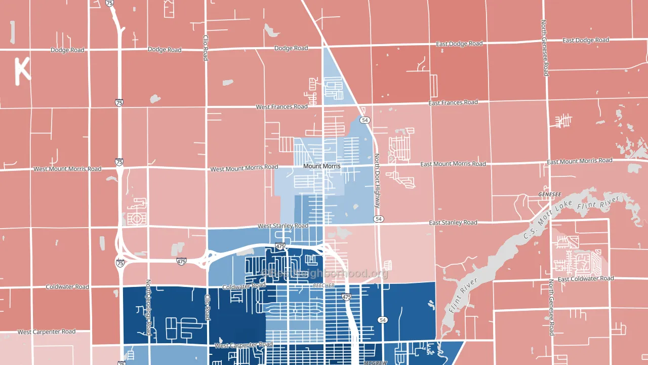 48458, MI block-group political-lean map