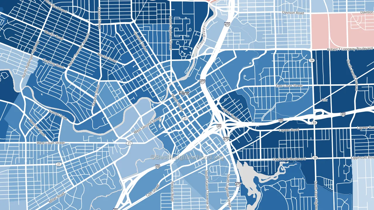 48502, MI block-group political-lean map