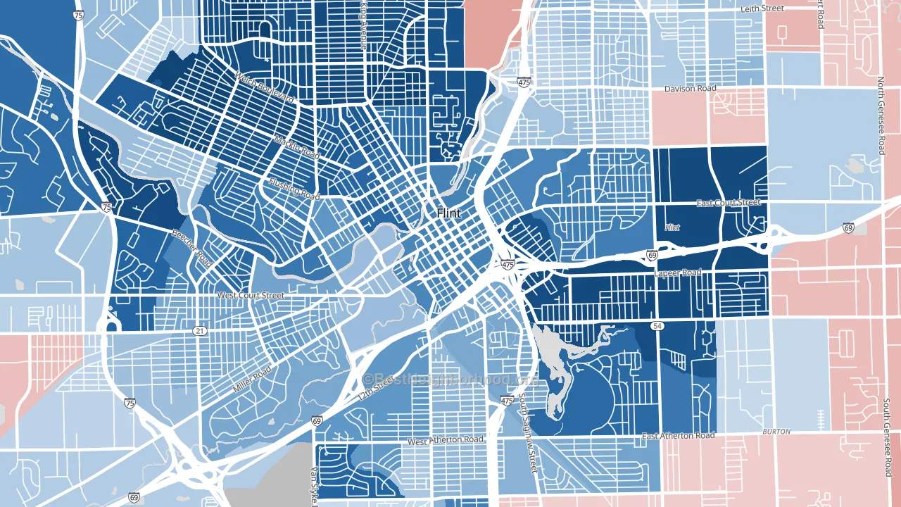 48503, MI block-group political-lean map