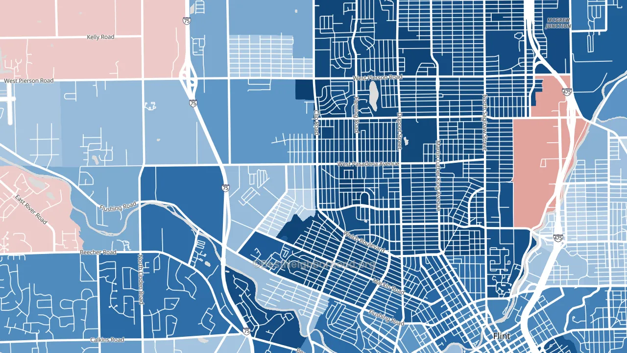 48504, MI block-group political-lean map