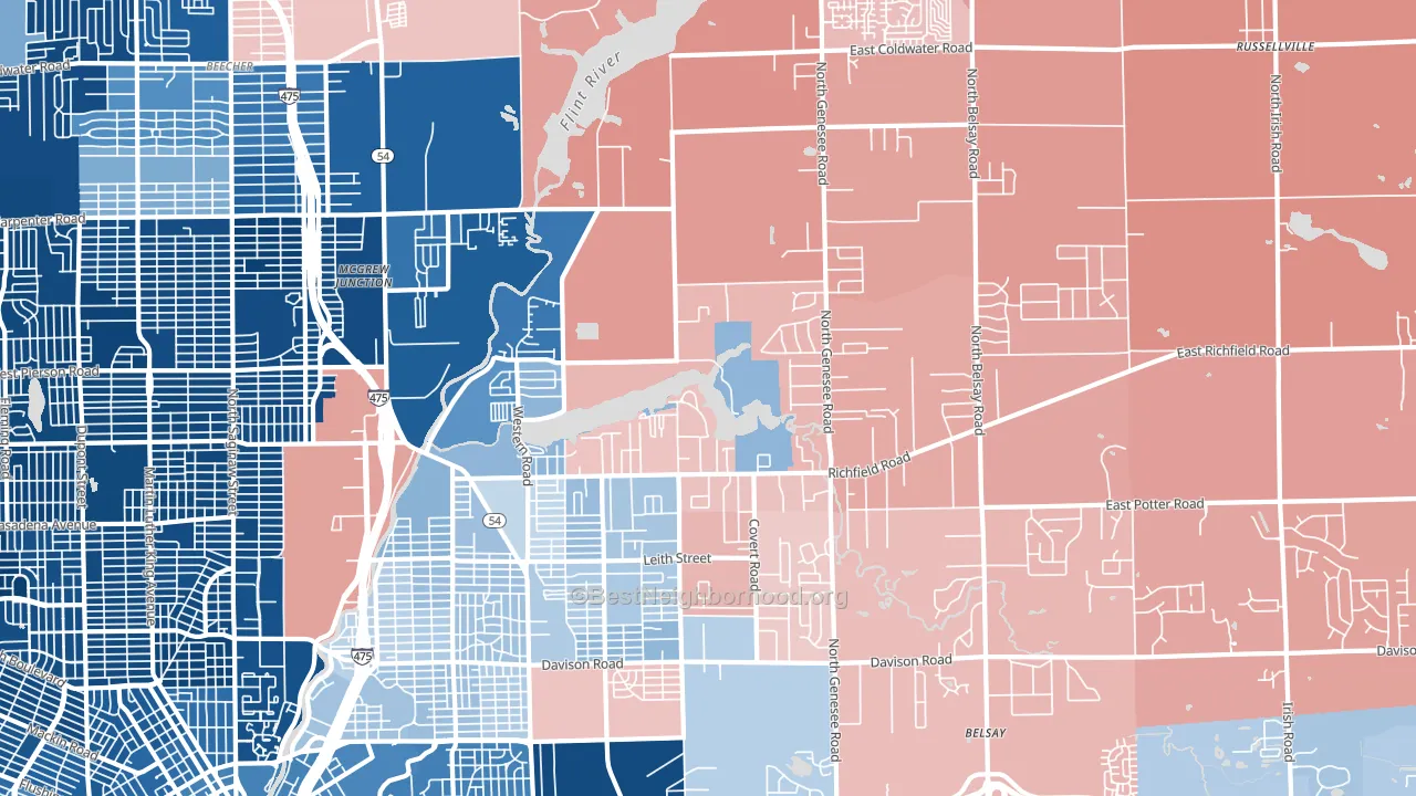 48506, MI block-group political-lean map