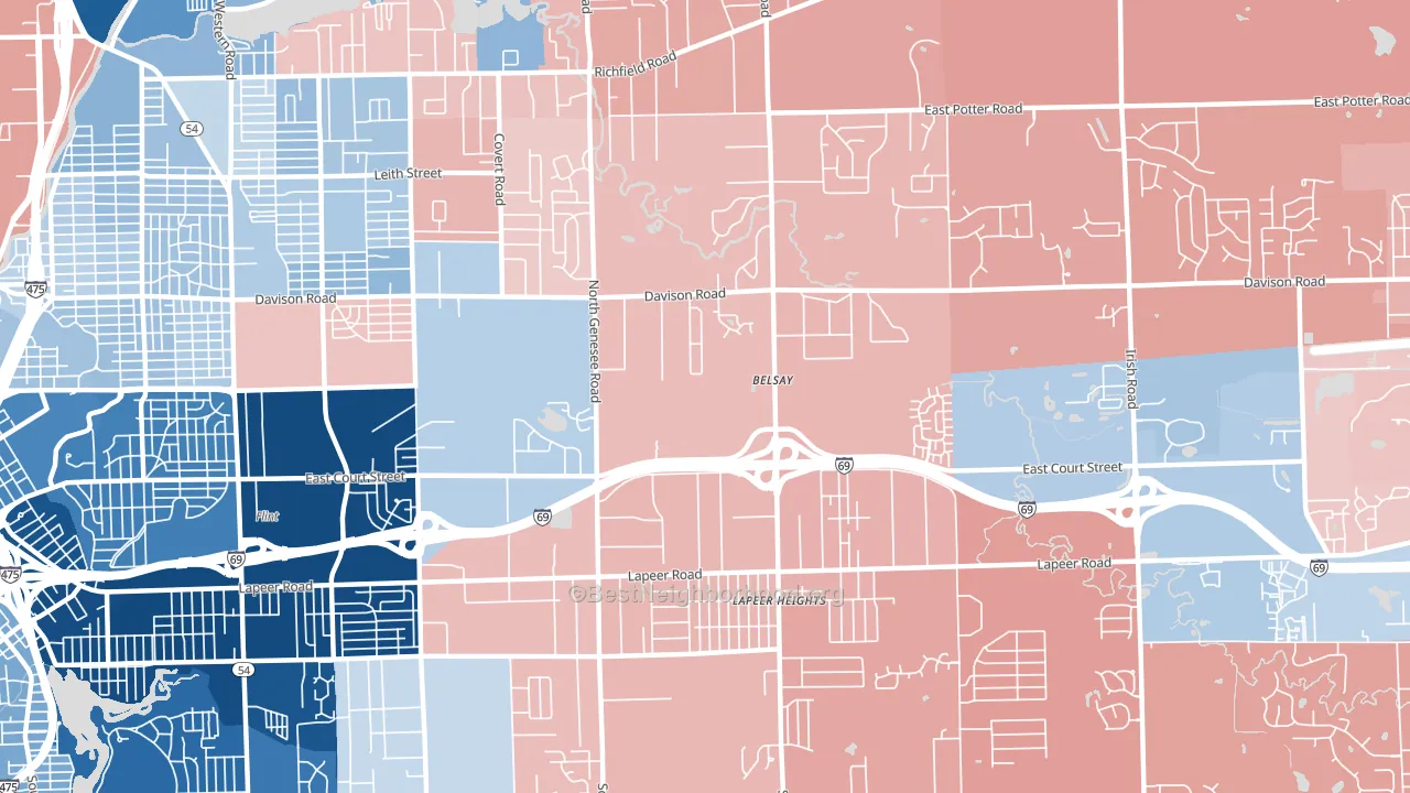 48509, MI block-group political-lean map