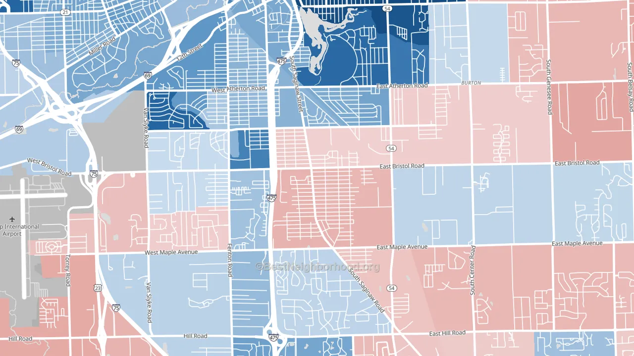 48529, MI block-group political-lean map