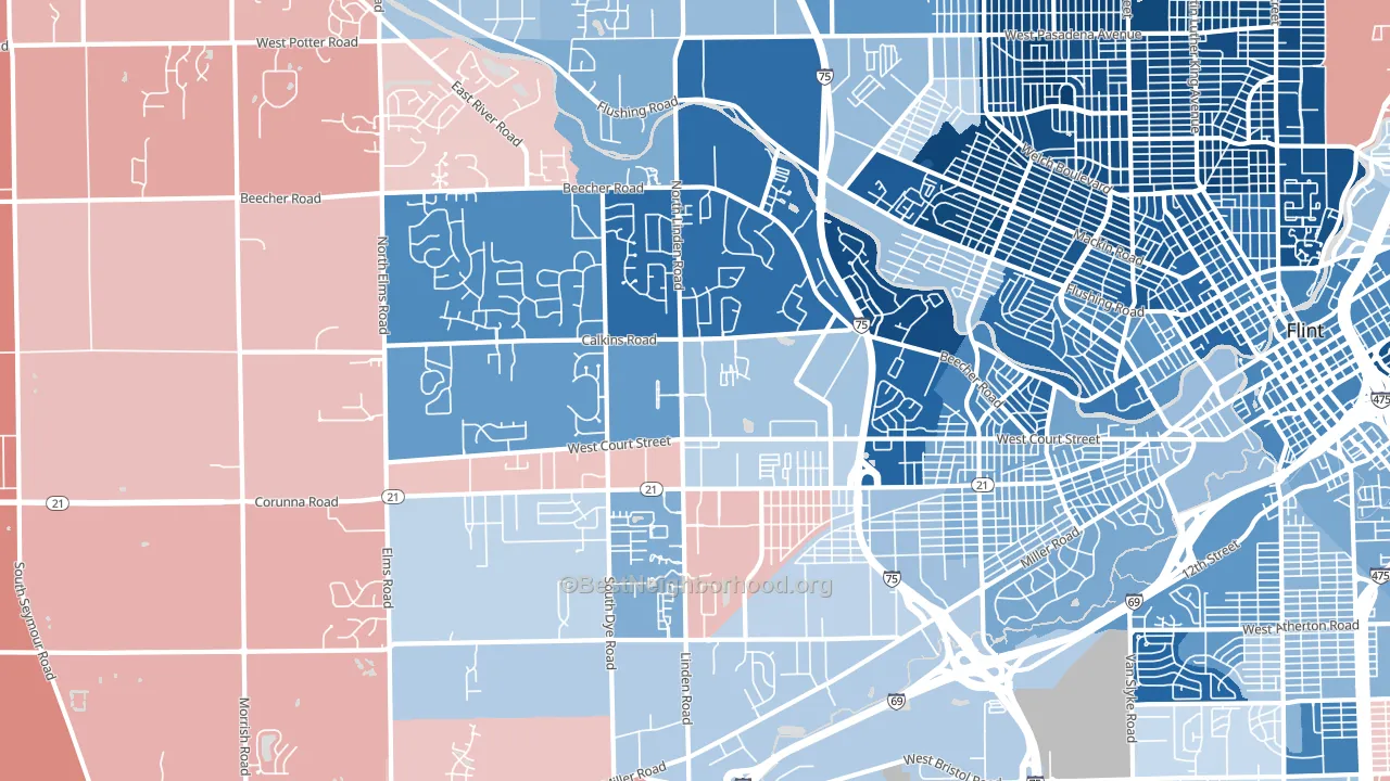 48532, MI block-group political-lean map