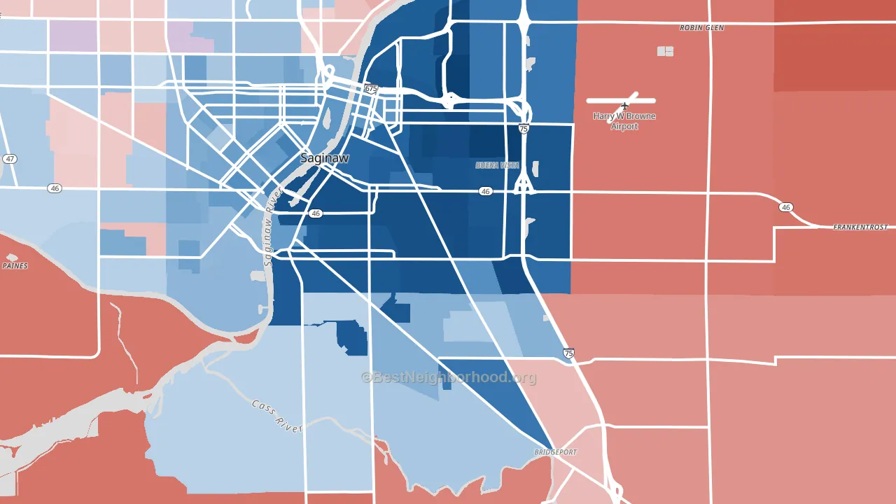 48601, MI block-group political-lean map