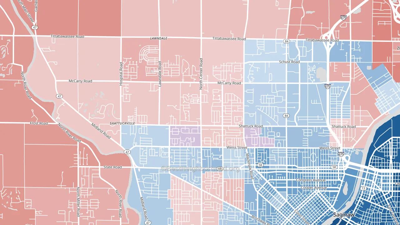 48603, MI block-group political-lean map