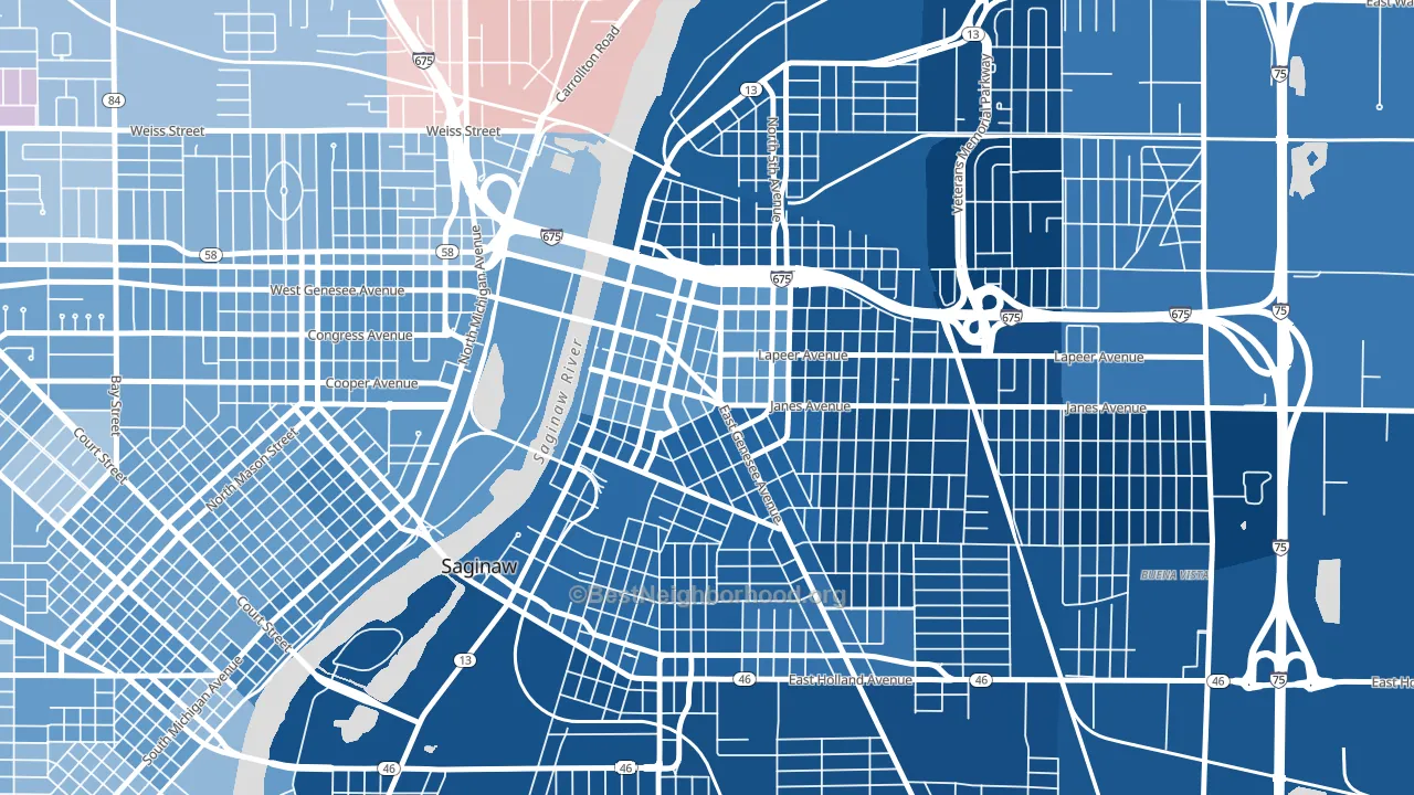 48607, MI block-group political-lean map