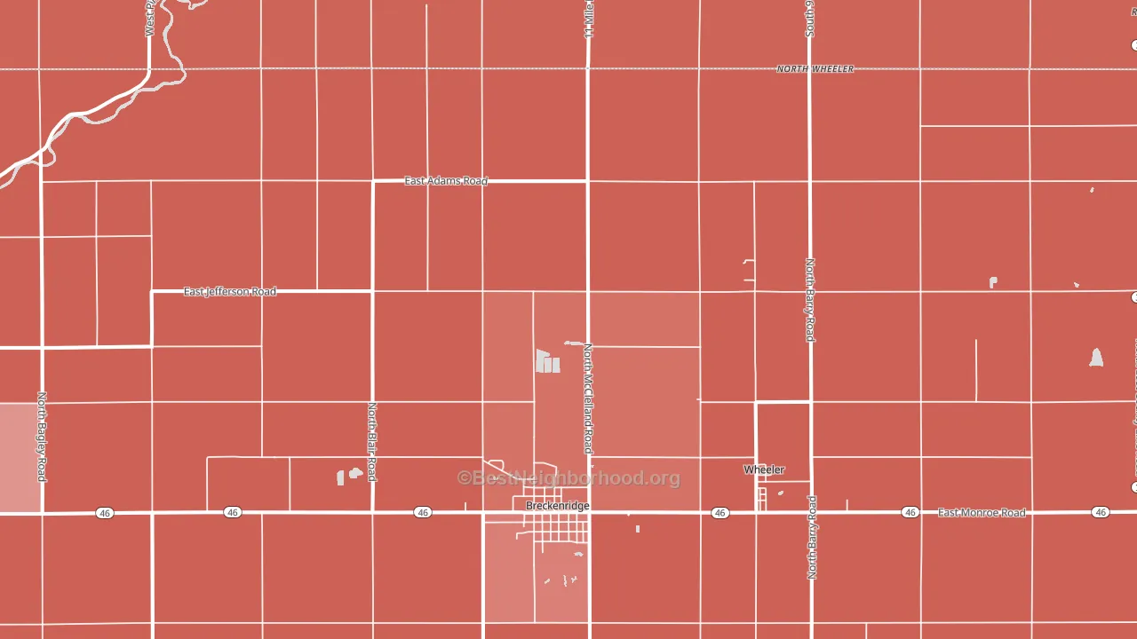 48615, MI block-group political-lean map