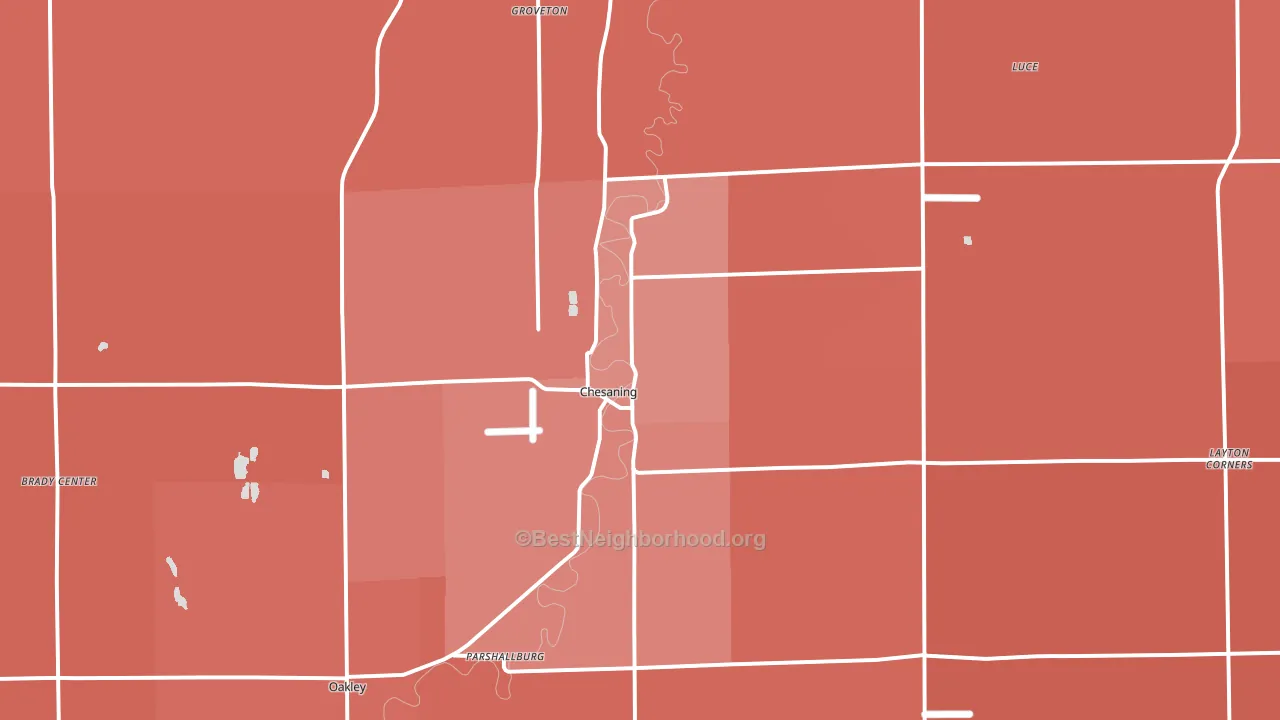 48616, MI block-group political-lean map