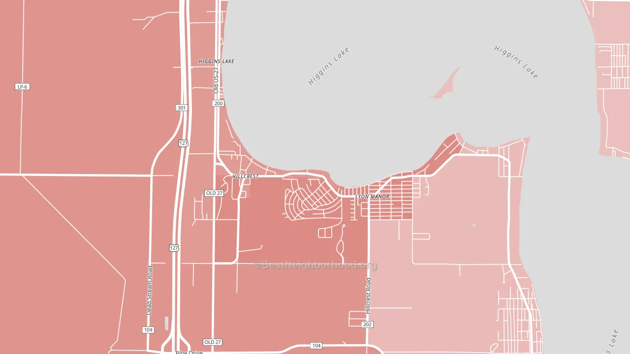 48627, MI block-group political-lean map