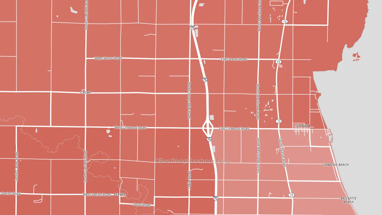 48634, MI block-group political-lean map