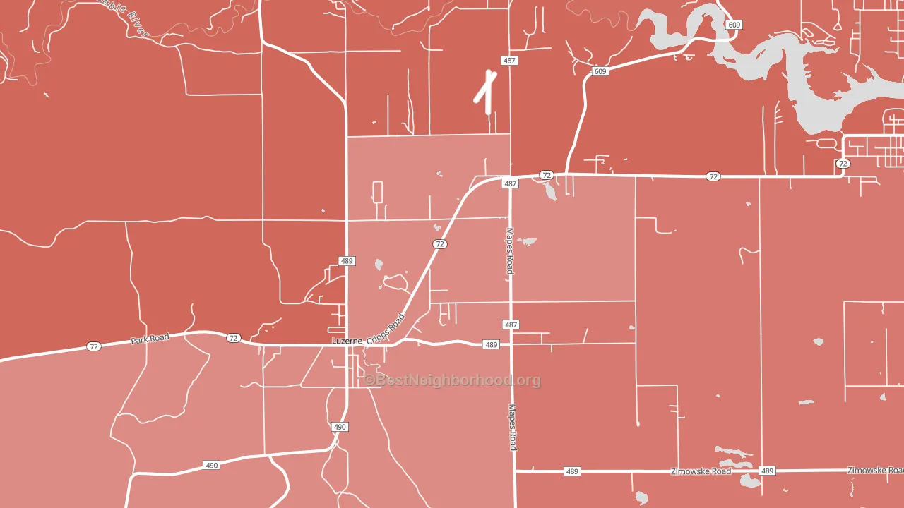 48636, MI block-group political-lean map