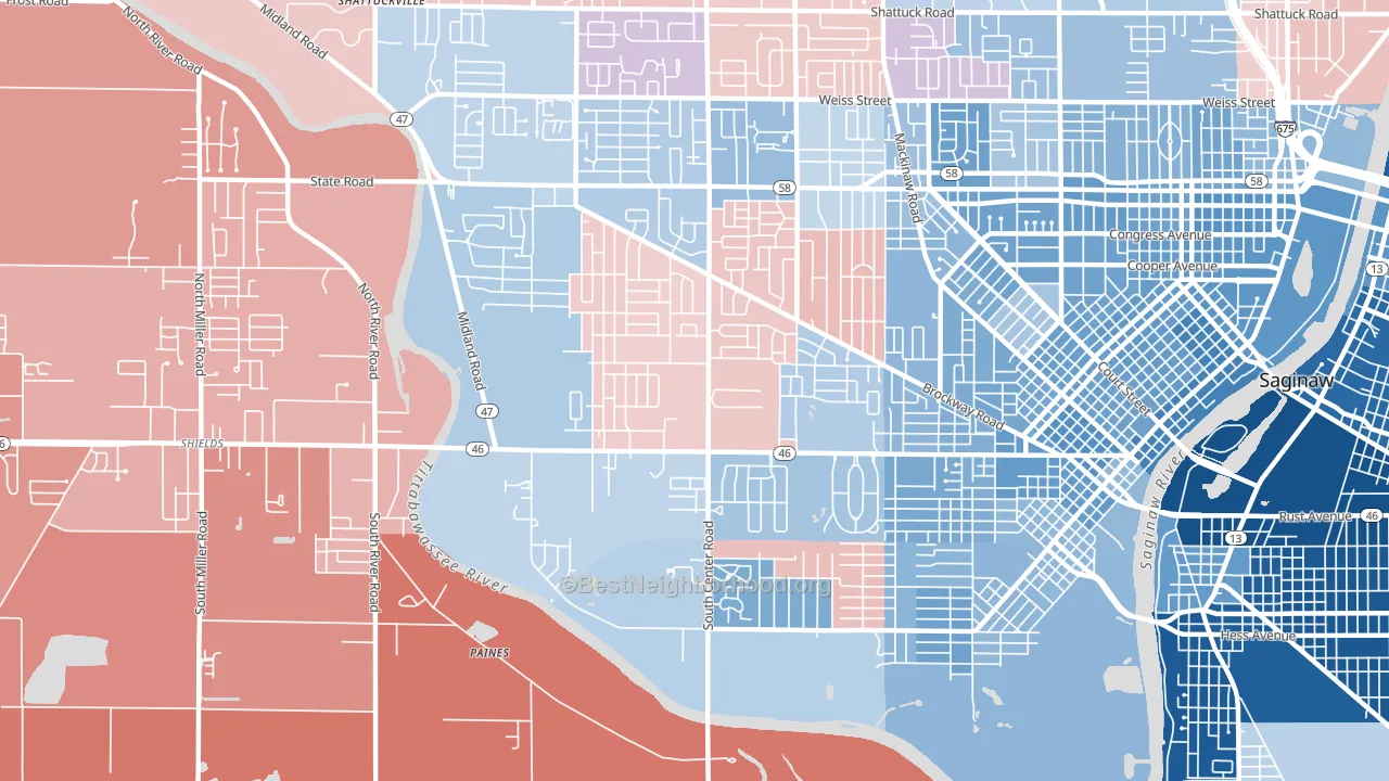 48638, MI block-group political-lean map