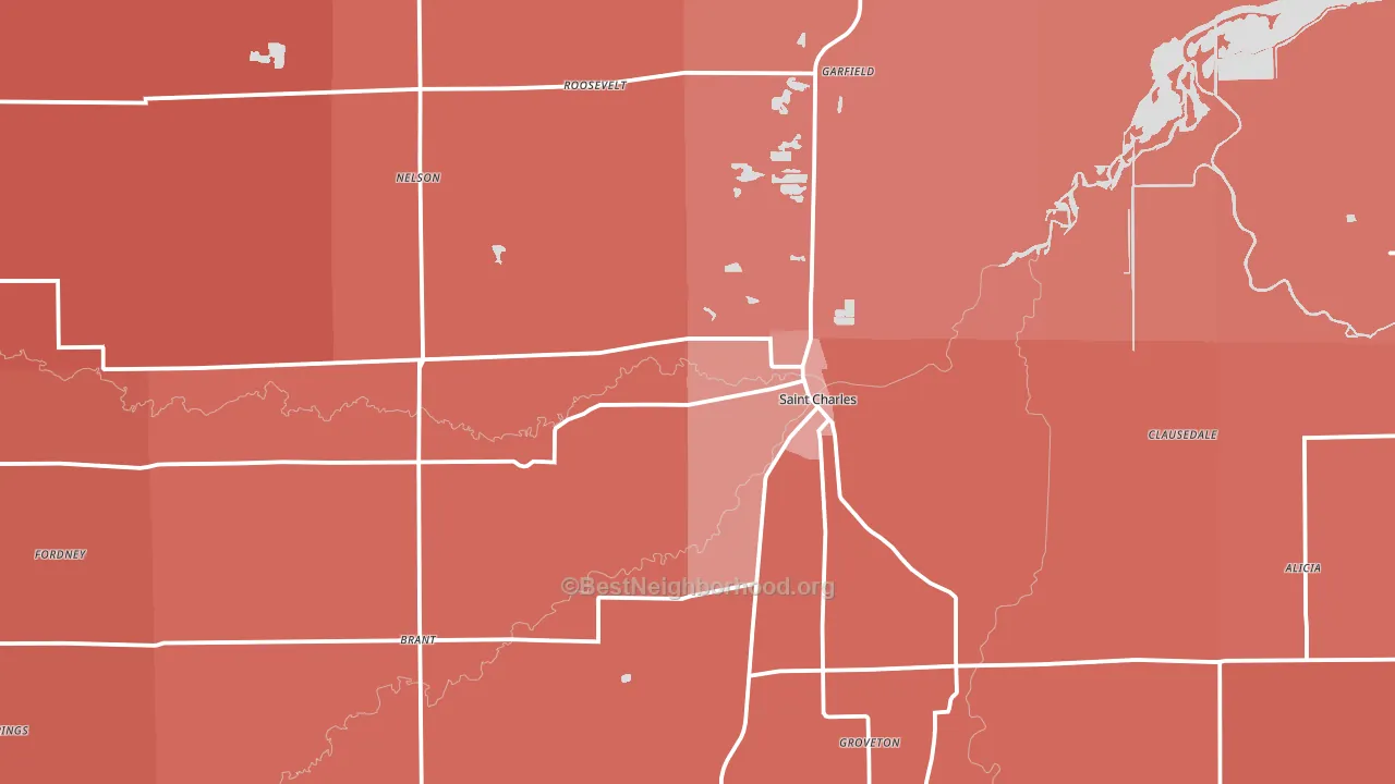 48655, MI block-group political-lean map