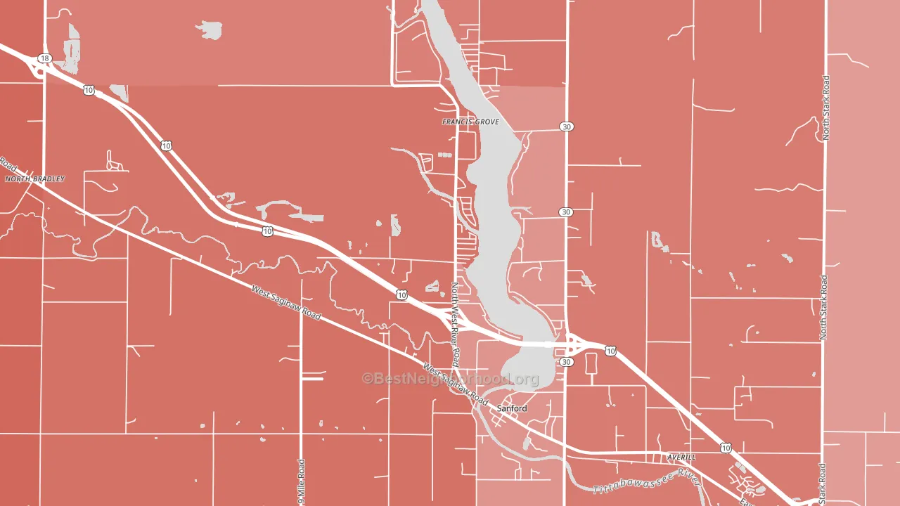 48657, MI block-group political-lean map