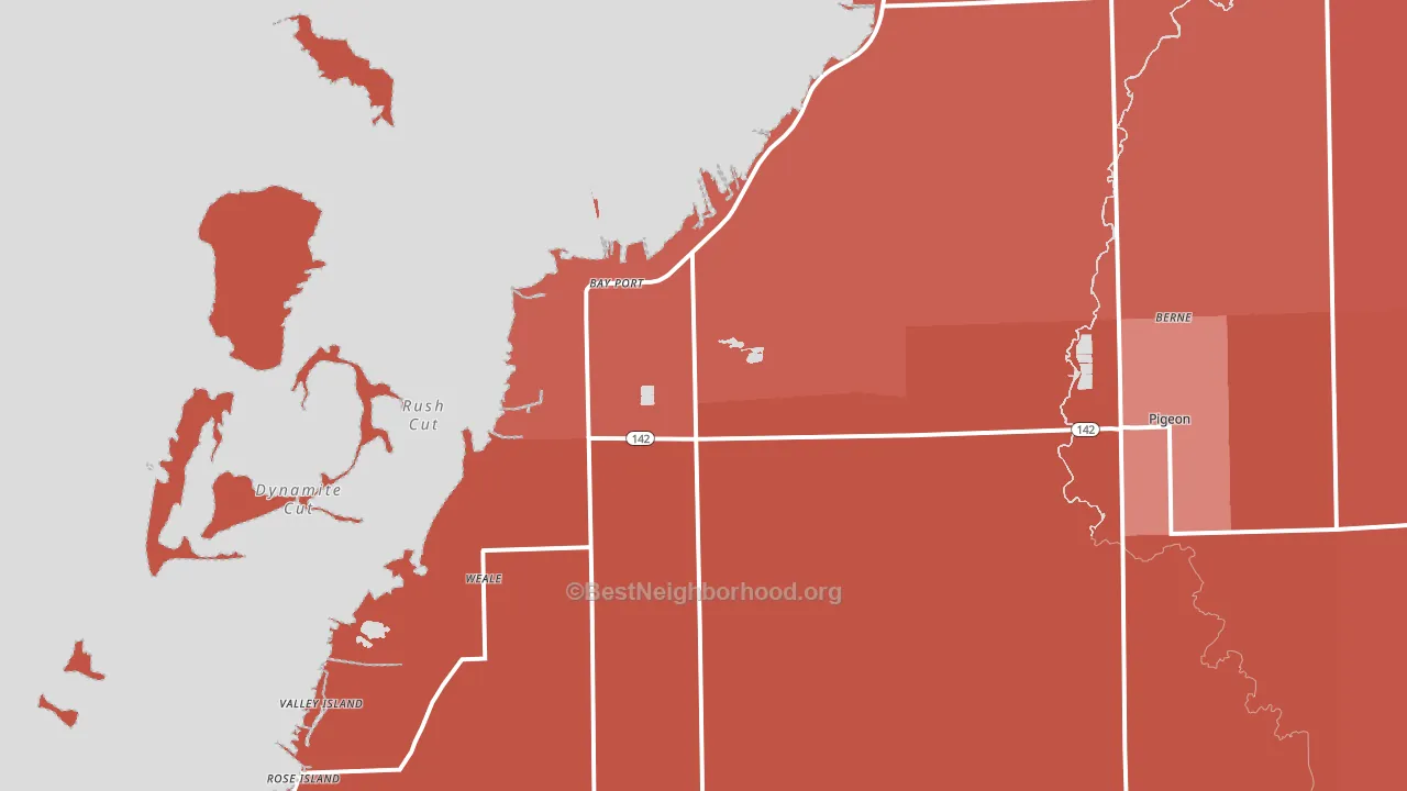 48720, MI block-group political-lean map