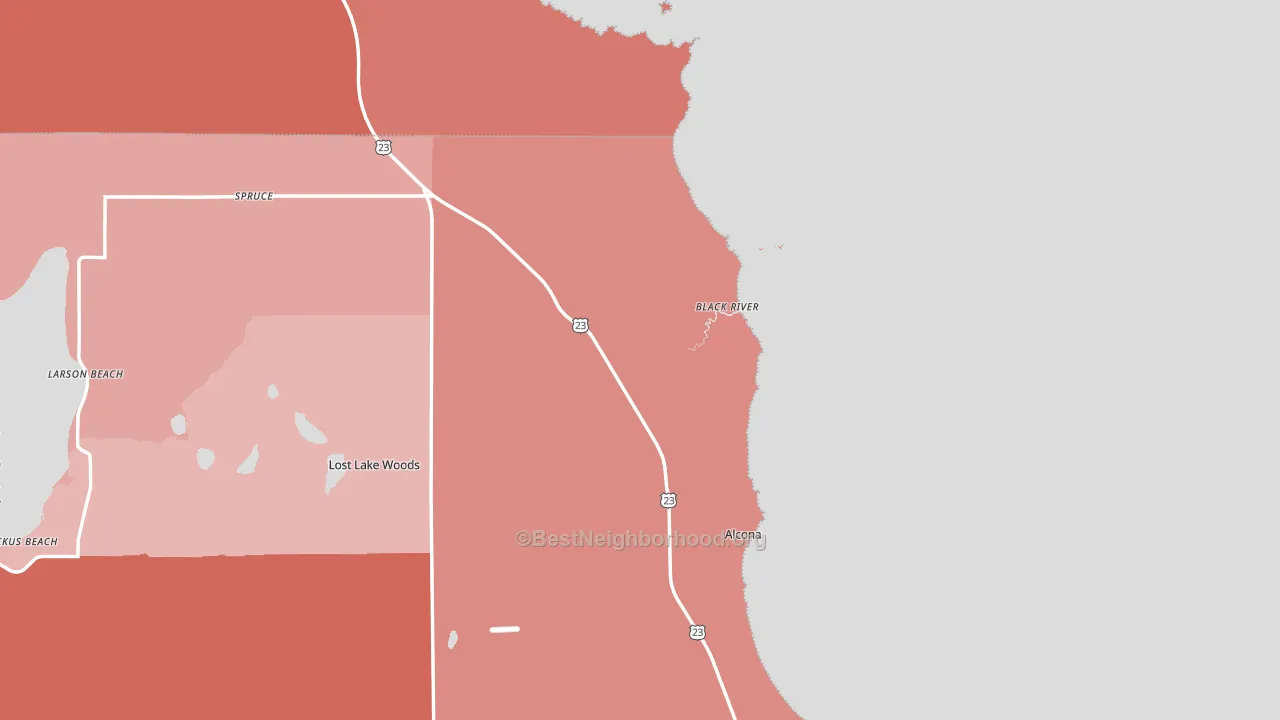 48721, MI block-group political-lean map
