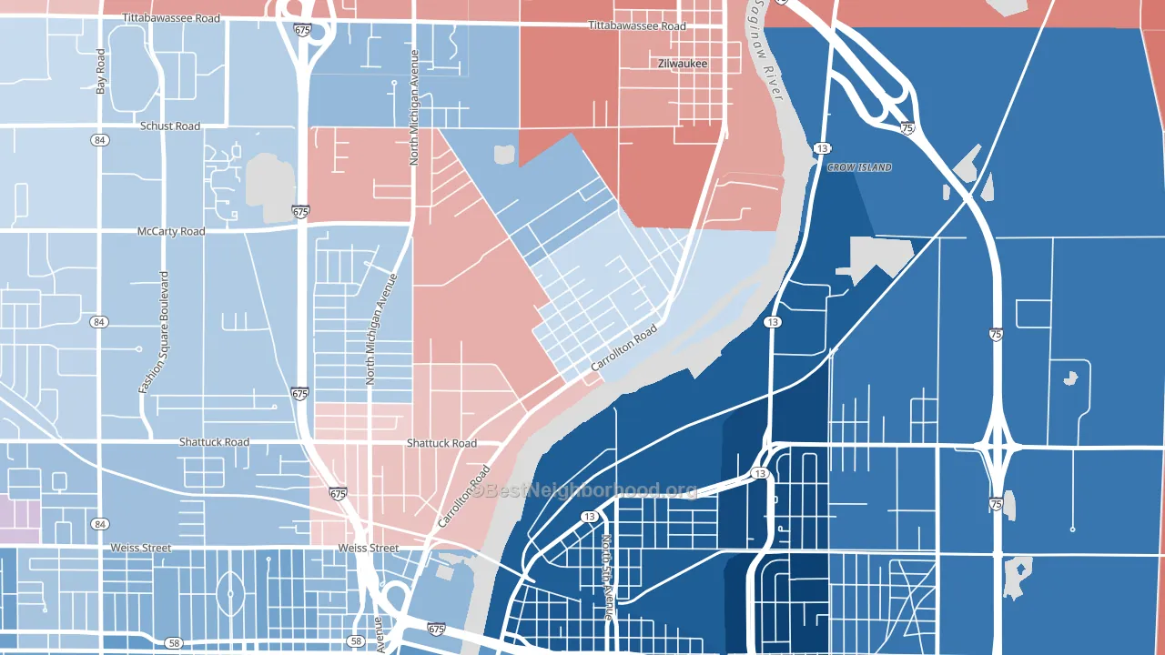 48724, MI block-group political-lean map