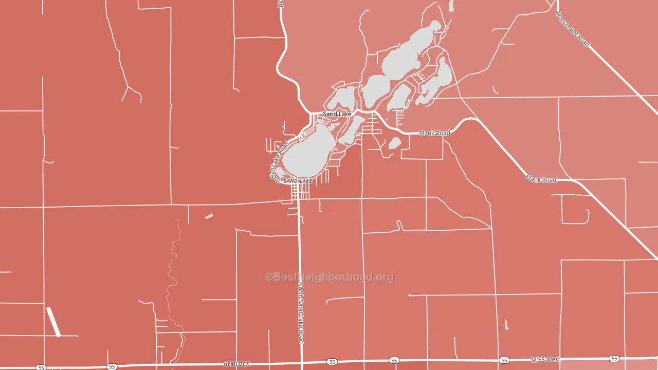 48748, MI block-group political-lean map