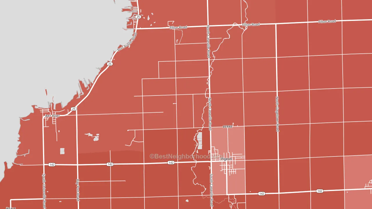 48755, MI block-group political-lean map