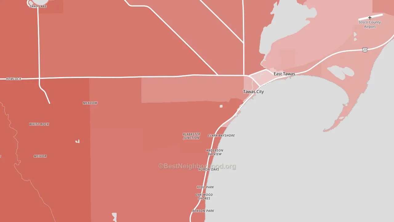 48763, MI block-group political-lean map