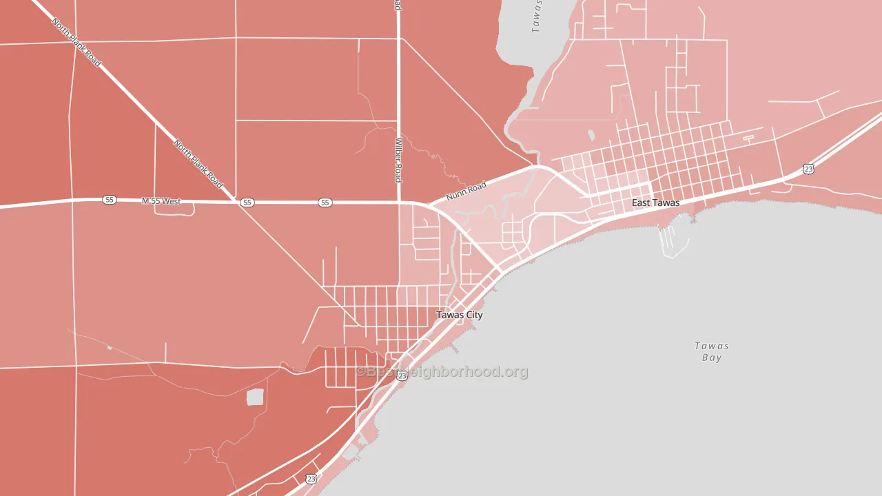 48764, MI block-group political-lean map