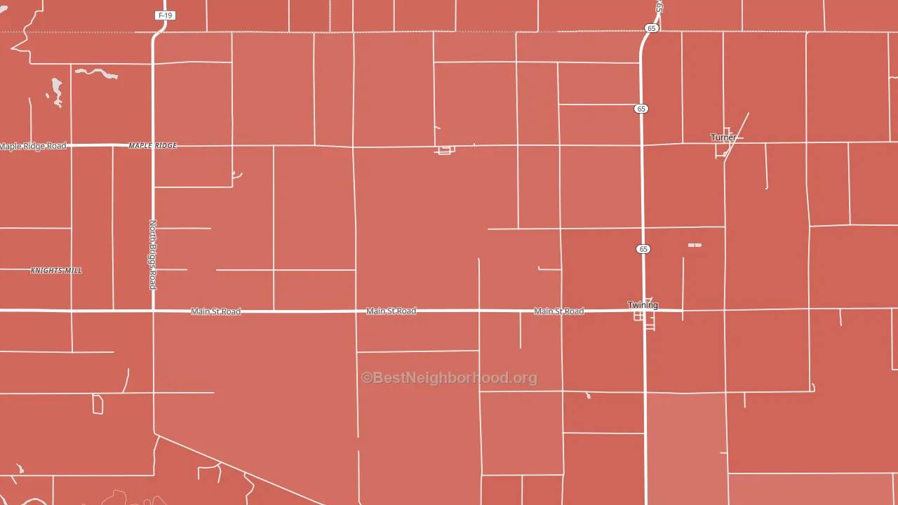 48766, MI block-group political-lean map
