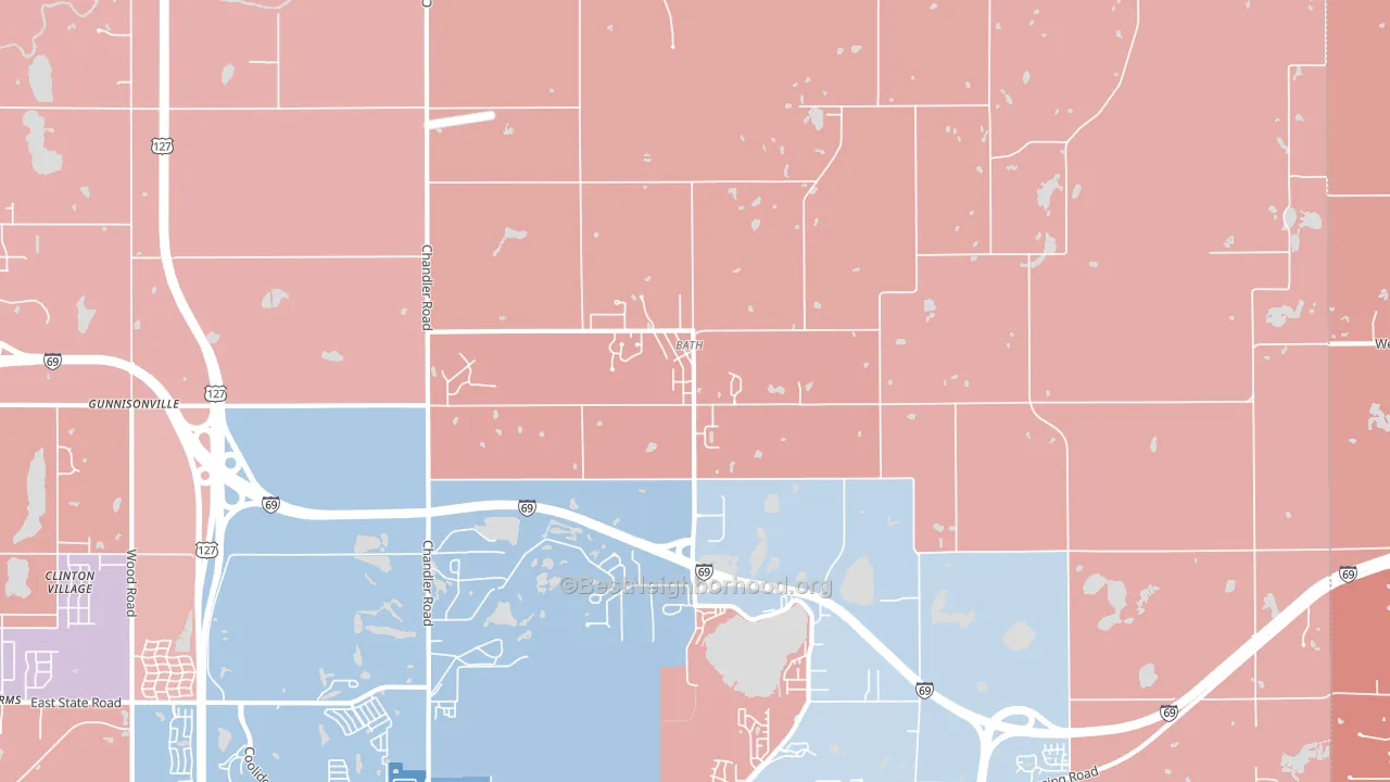48808, MI block-group political-lean map