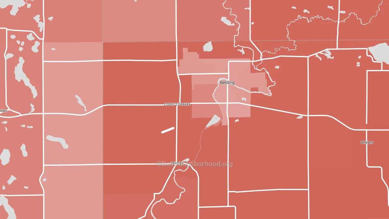 48809, MI block-group political-lean map