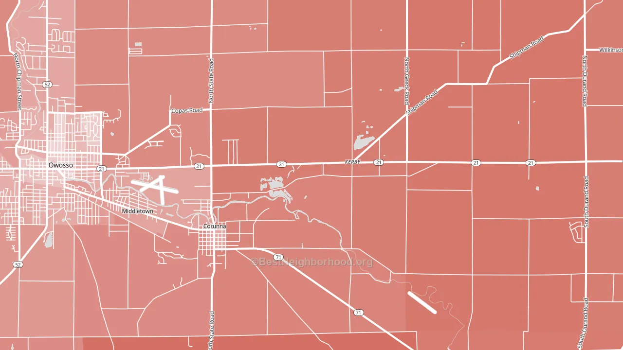 48817, MI block-group political-lean map