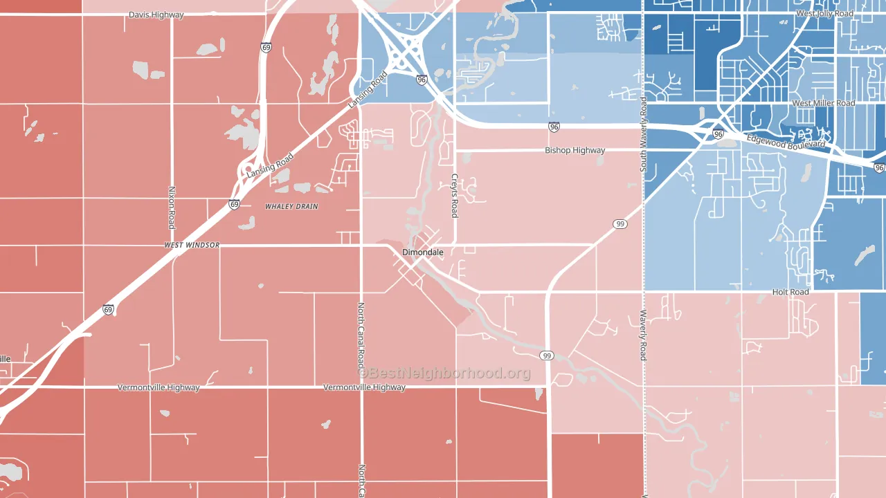 48821, MI block-group political-lean map