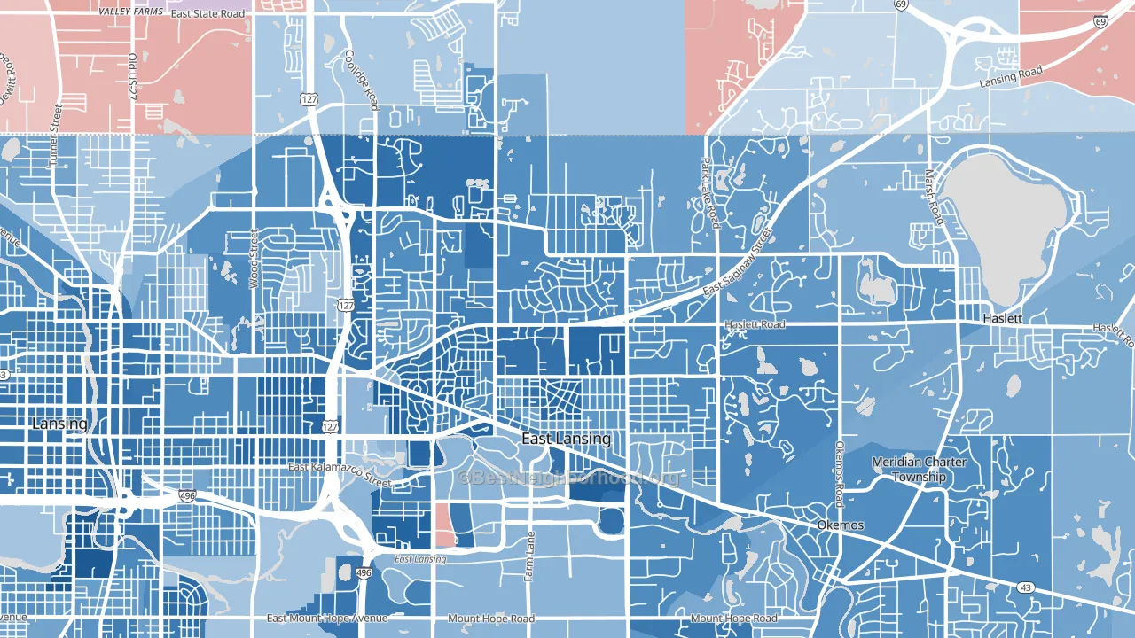 48823, MI block-group political-lean map