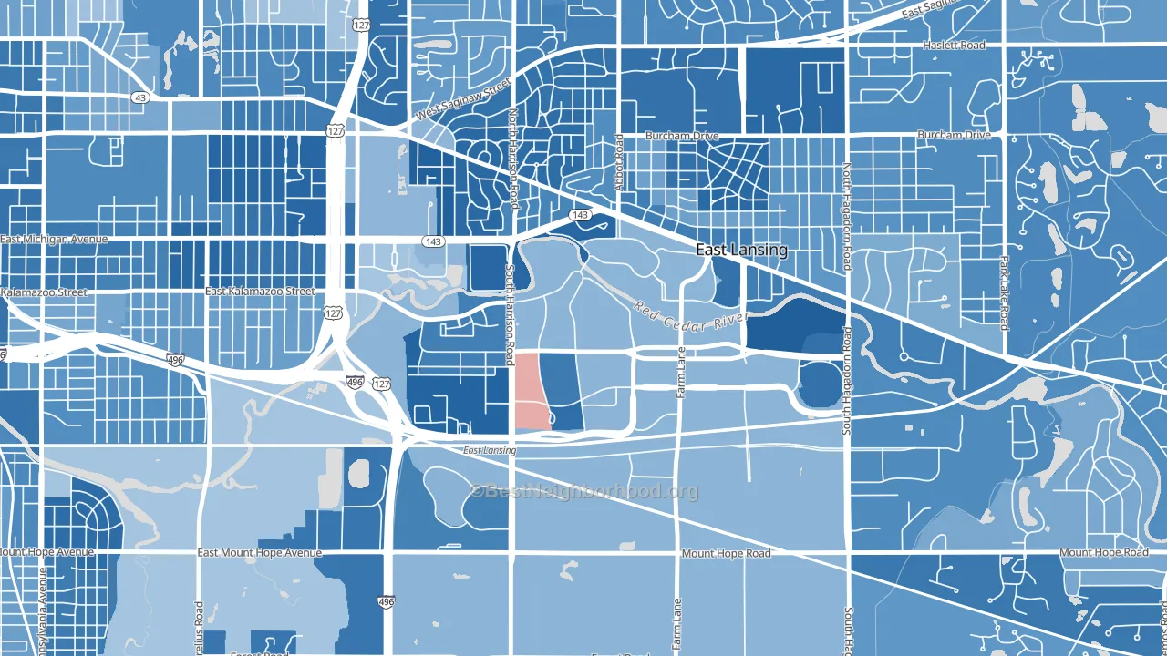 48825, MI block-group political-lean map