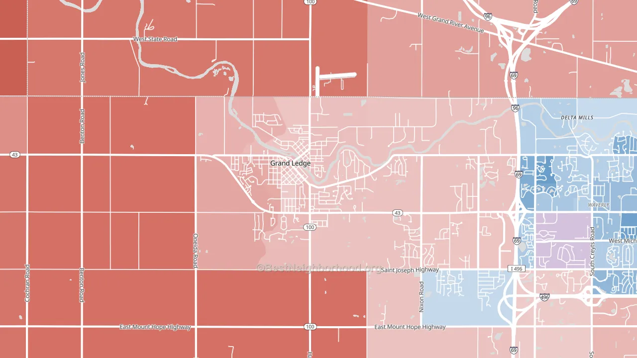 48837, MI block-group political-lean map