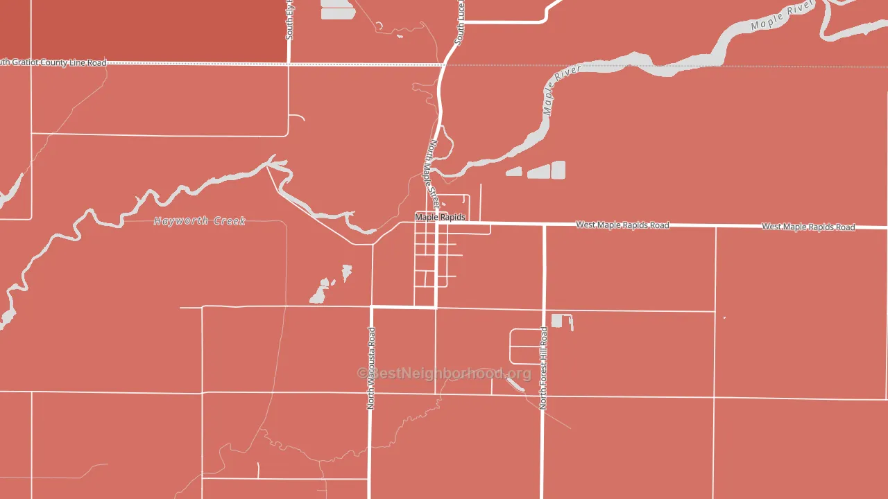 48853, MI block-group political-lean map