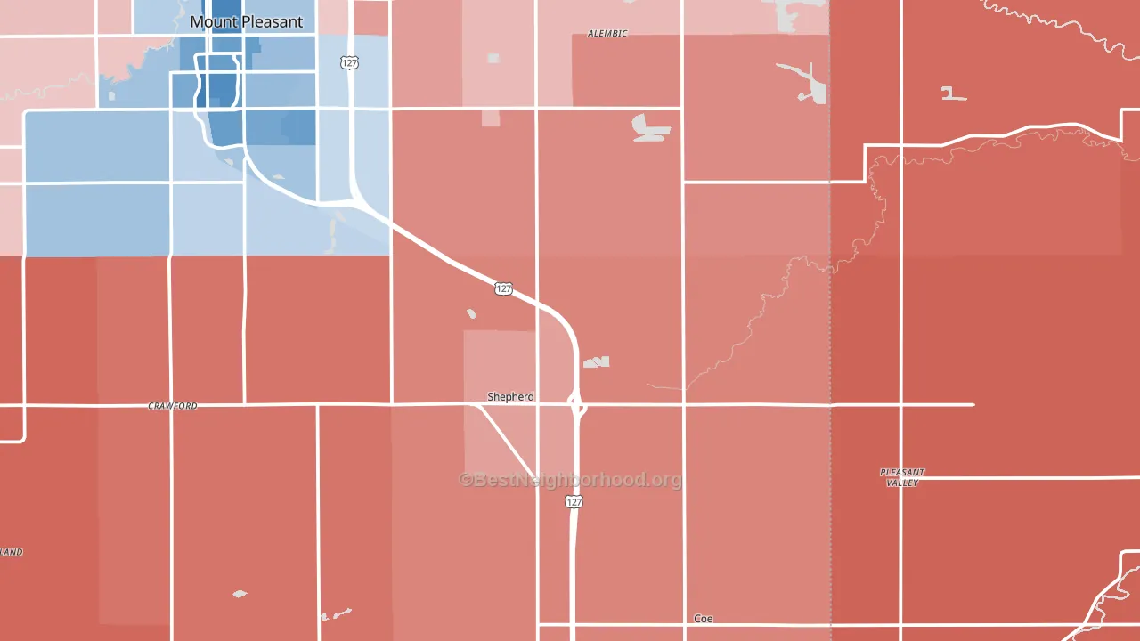 48883, MI block-group political-lean map