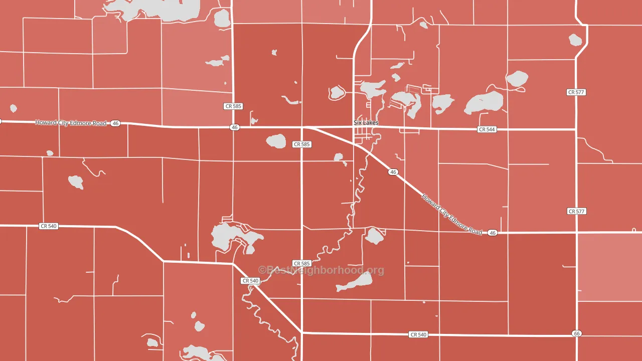 48886, MI block-group political-lean map