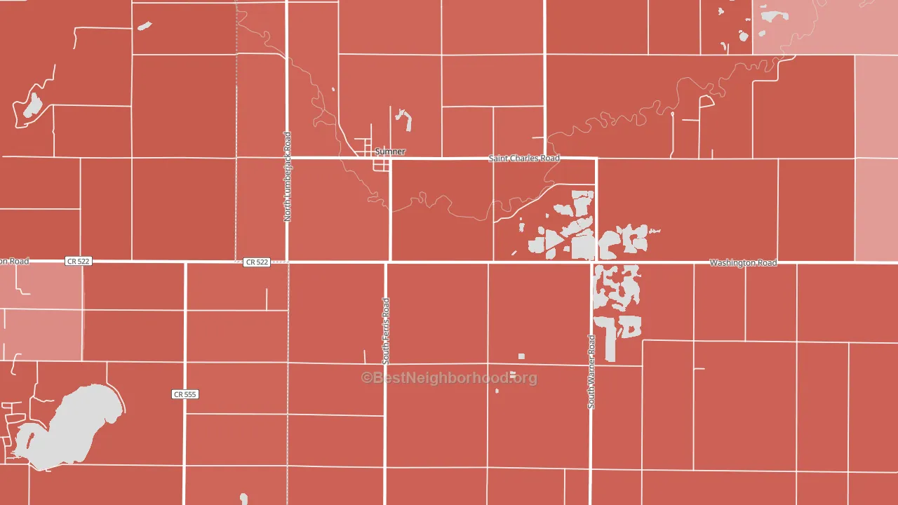 48889, MI block-group political-lean map