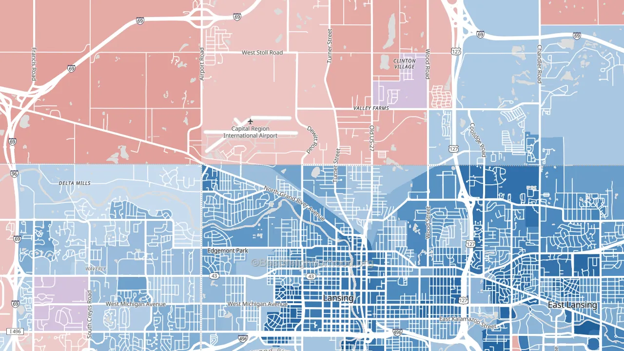48906, MI block-group political-lean map